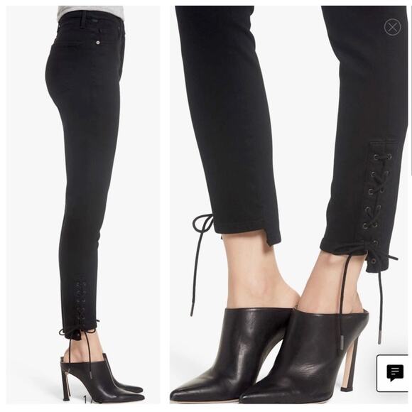 Citizens of Humanity Olivia High Rise Slim Ankle Lace Up Jeans US 28 Black Denim - Picture 15 of 16